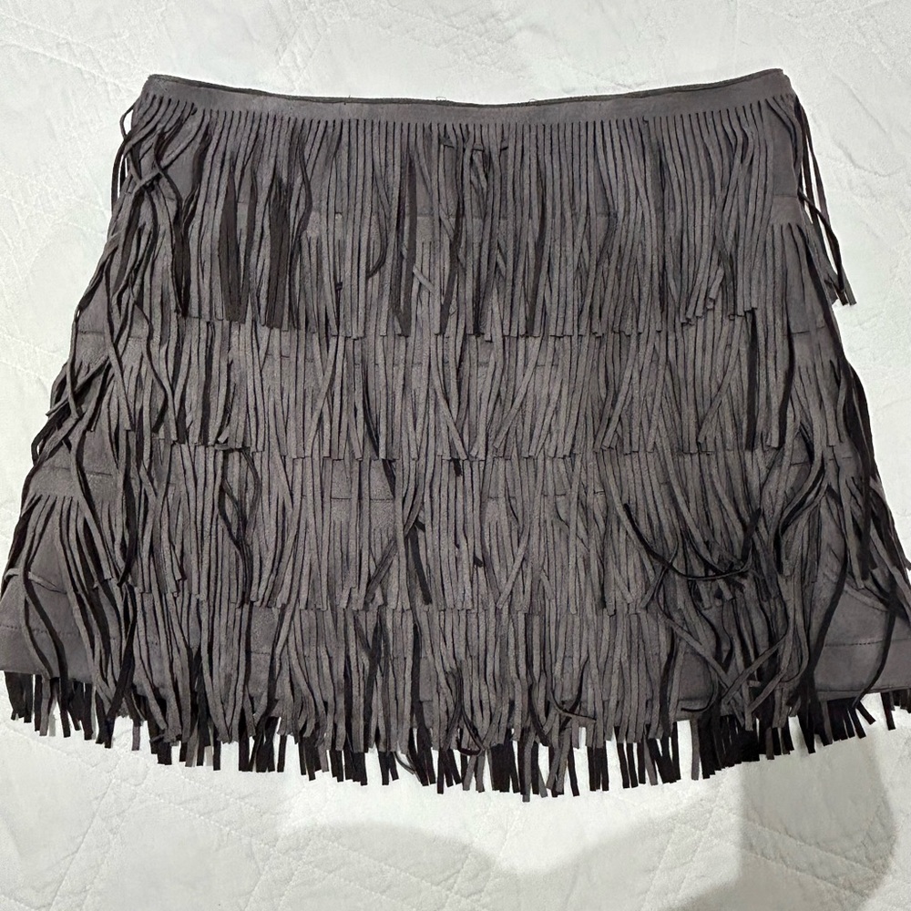 Fringe Skirt in Gray